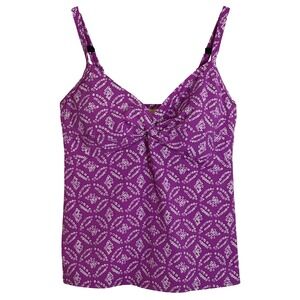 Lands EndTwist Front Underwire Tankini Swim Top 8 Adjustable Straps Molded Cups